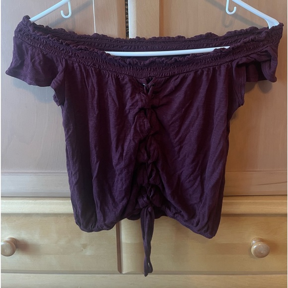 Aeropostale Maroon Off the Shoulder Top Size XS - Picture 6 of 6